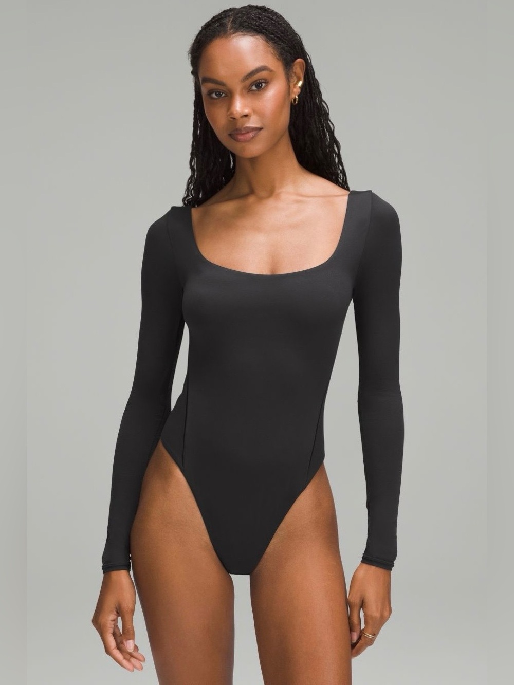 lululemon Wundermost Ultra-Soft Nulu Square-Neck Long-Sleeve
Bodysuit in Black